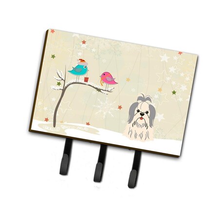 Jensendistributionservices Christmas Presents Between Friends Shih Tzu Silver & White Leash or Key Holder MI1711070